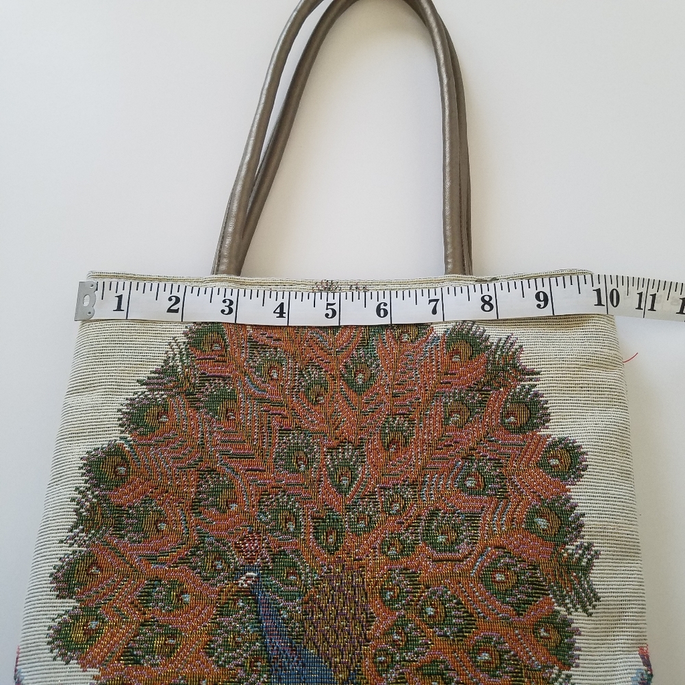 Vtg Tapestry Peacock Handbag Shoulder Bag Purse Boho - Picture 7 of 11